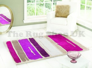 Infinite Mod Art Paint Strokes Purple Polyester Rug By Flair Rugs